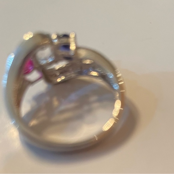 Kay jewelers lab created sapphire and ruby sterling silver ring Sz 6 - Picture 4 of 6